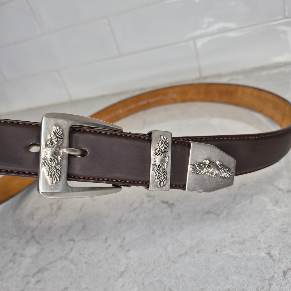 American Eagle Belt‎ Embossed Eagle USA XL Brown Mens